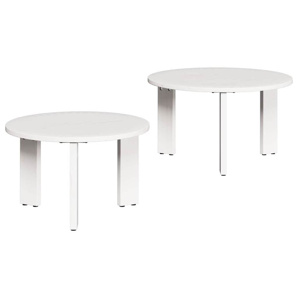 Couchtisch 2 pcs Weiß 47,5 x 47,5 x 27 cm Massivholz Kiefer